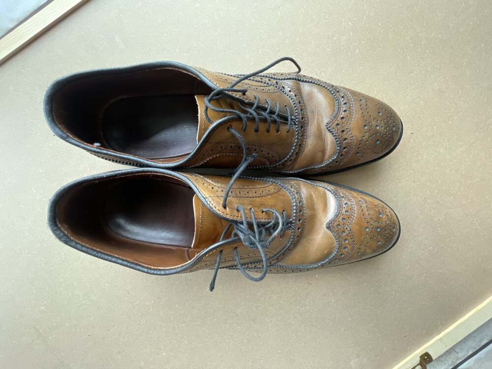 Allen Edmonds McAllister Wingtip Oxford Dress Shoes in Walnut Brown Leather